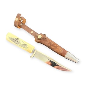 Scrimshawed Knife - Signed Solingen Rostere, Germany