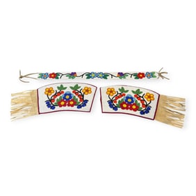 20th C Great Lakes Beaded Cuffs & Belt