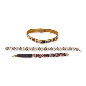 Group of 3 20th C Beaded Native American Straps