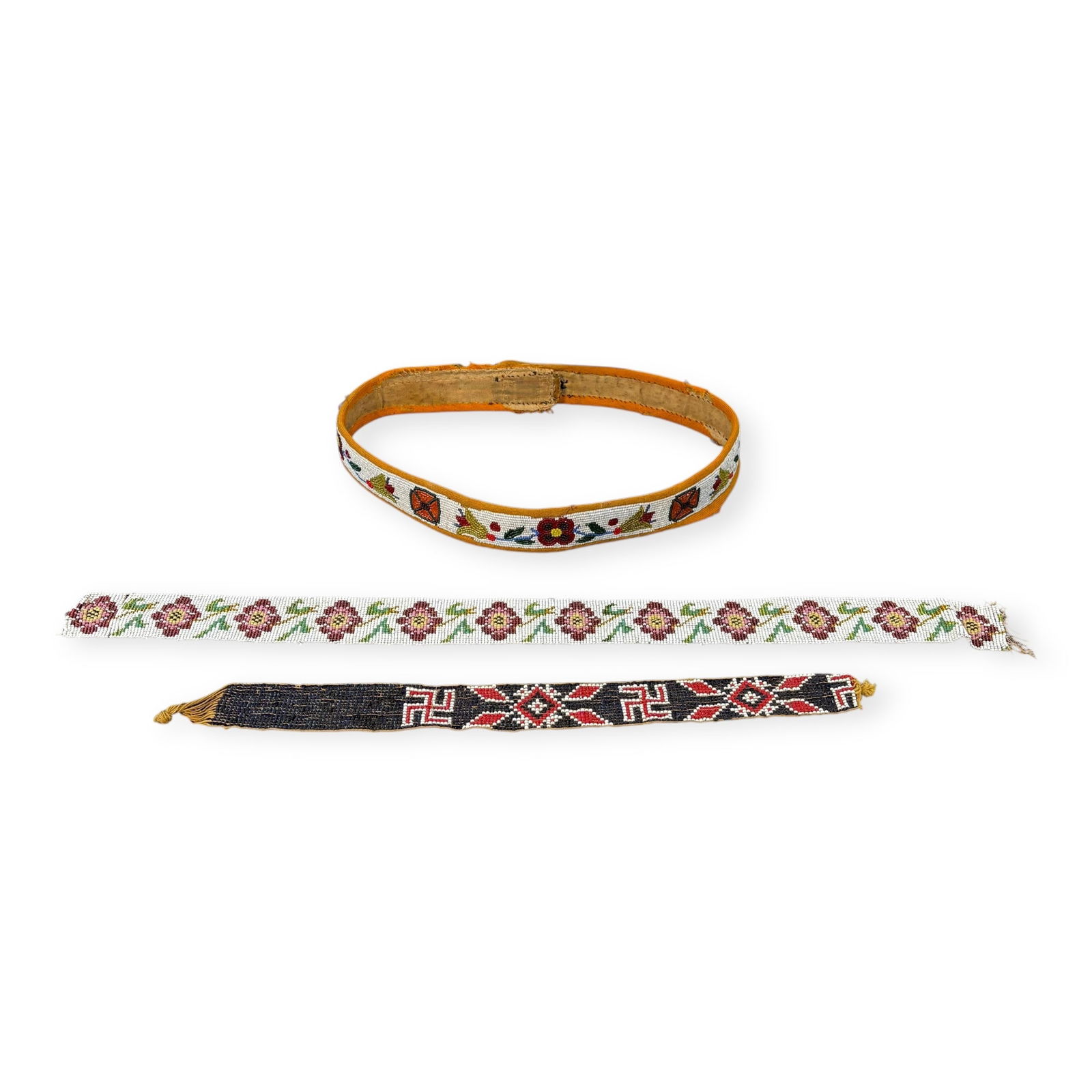 Group of 3 20th C Beaded Native American Straps (1 of 2)