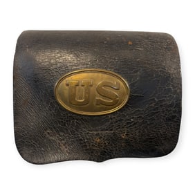 Antique Civil War Cartridge Box With Strap