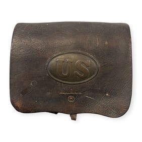 Excellent Civil War Leather Cartridge Box. Marked T.C. Williams & Co. New York