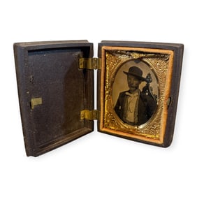 19th C Tin Type In Original Case