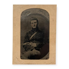 Civil War Soldier Tintype With Large Revolver