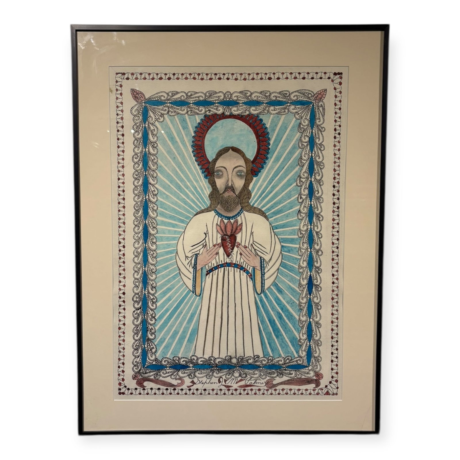 Exceptional Watercolor of Jesus by Stephen J.M. Palmer (1862-1965) (1 of 3)