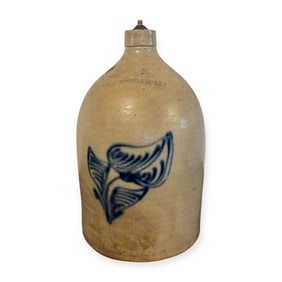 2 Gallon 19th C Whites Utica Decorated Jug