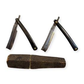 Rare Double Set Antique Straight Razors. W. Greaves & Sons Sheffield