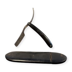 Unique Shaped Antique Straight Razor. Dated 1882