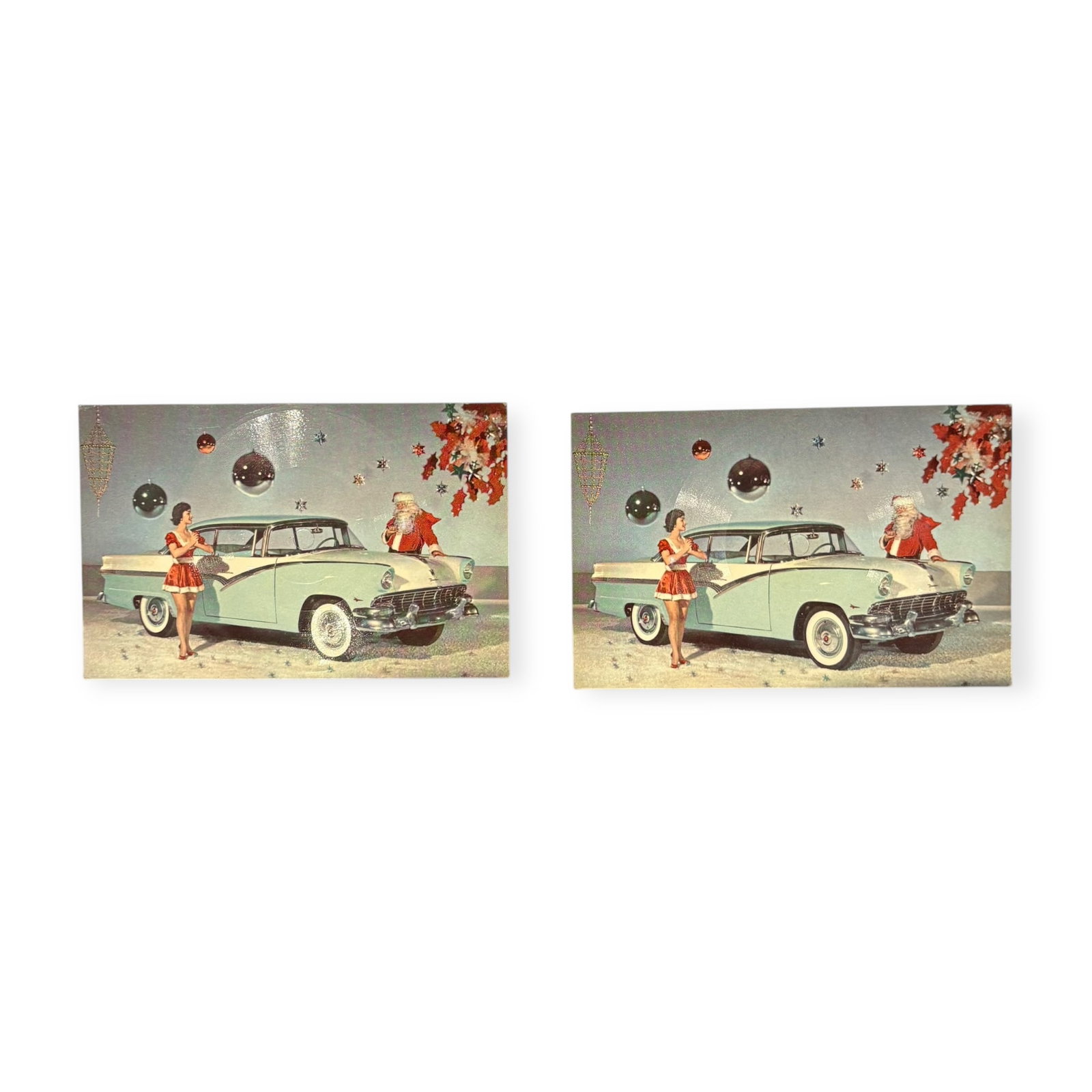 2 Rare 1956 Ford Record Postcards: Rare pair of 1956 Ford Record Postcards. Santa Claus. Record by Rosemary Clooney . Excellent unused condition
