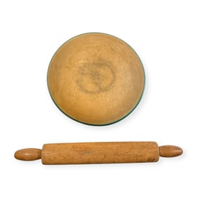 Wood Bowl & One Piece Wood Rolling Pin