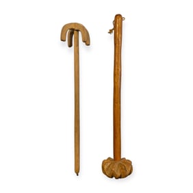 2 19th Century Wood Kitchen Stir Sticks