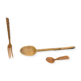 3 19th C Wood Kitchen Items