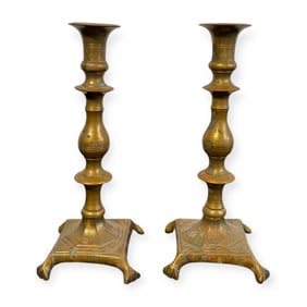 Pair Of Large Paw Foot Base Candlesticks