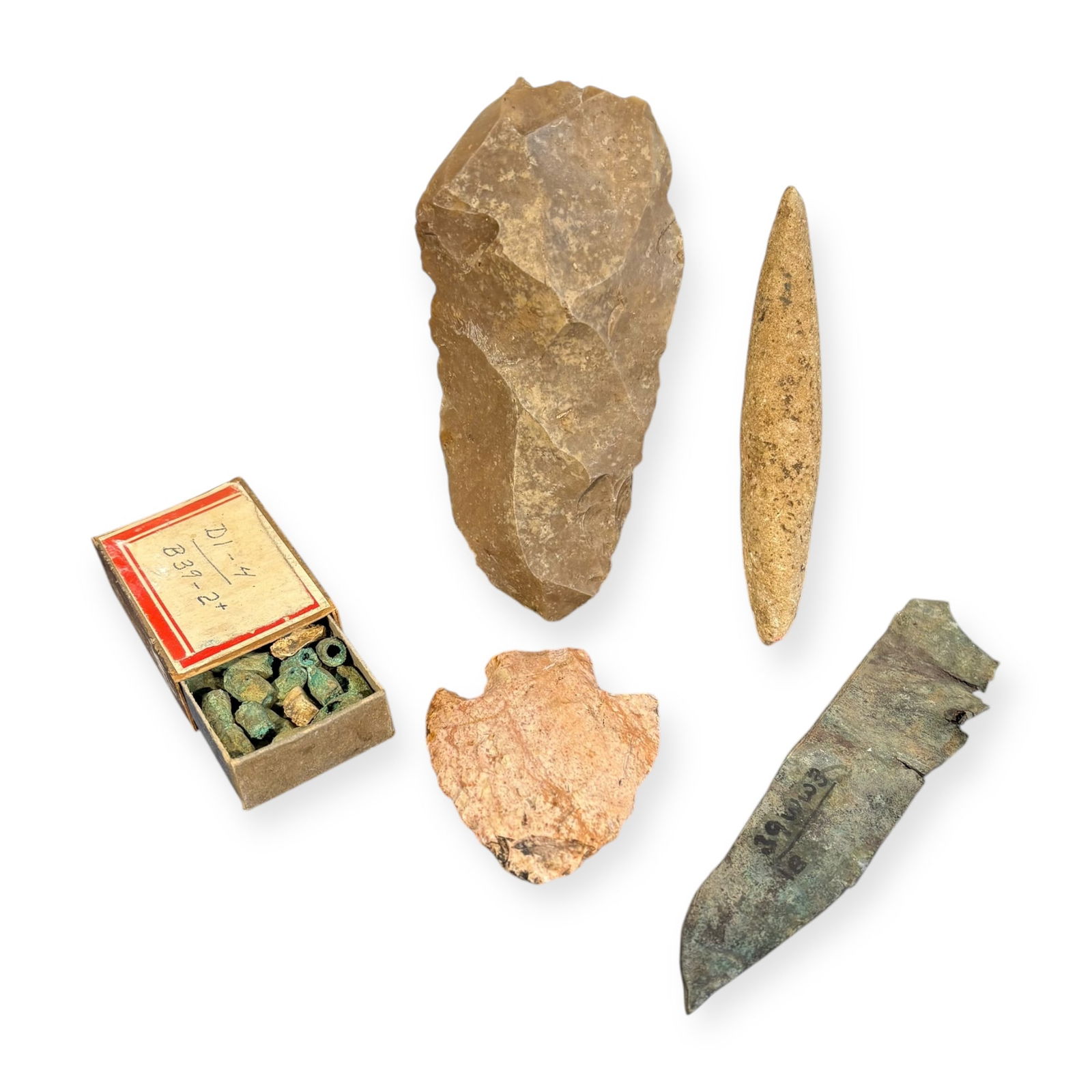 Misc. Lot of Early Copper Beads & Stone Artifacts (1 of 1)