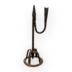 18th C Iron Candleholder