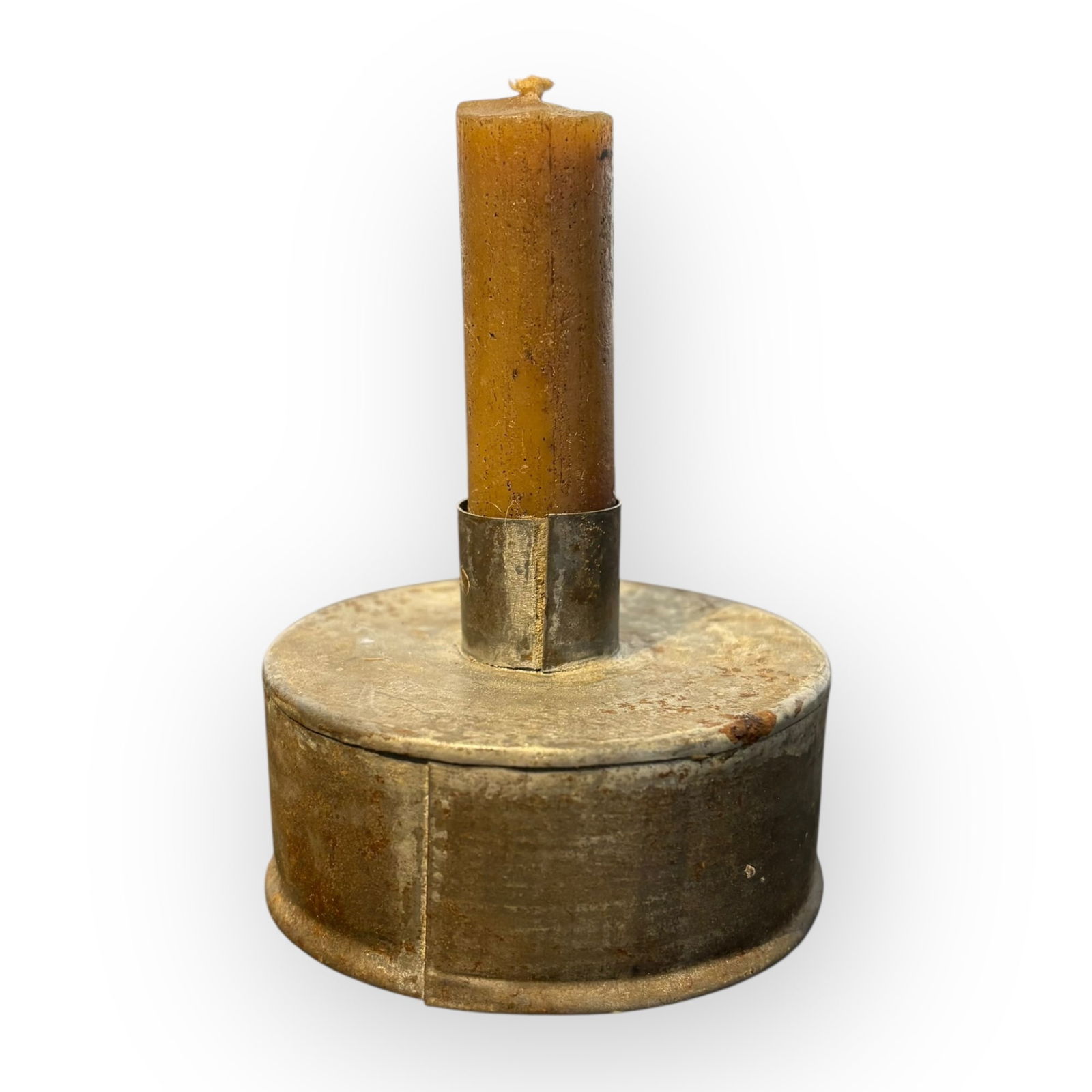 Small Early Tin Single Candle Holder (1 of 1)