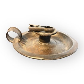 Unique 19th C Tin Candle Holder With Clamp