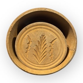 19th C Wood Butter Mold/Stamp