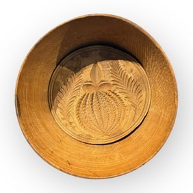 19th C Wood Butter Mold/Stamp