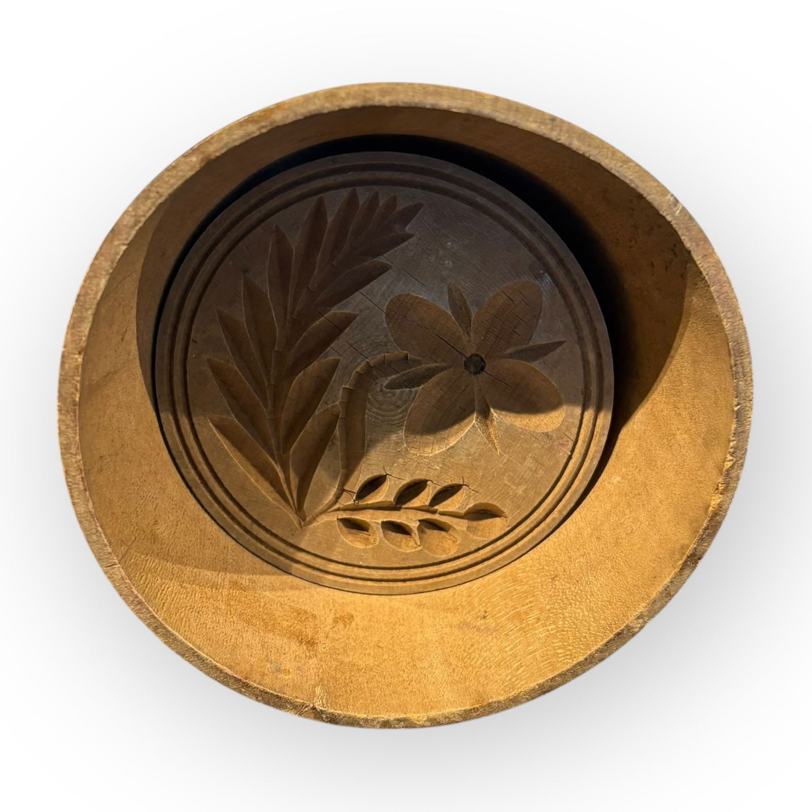 19th C Wood Butter Mold/Stamp (1 of 2)