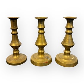 3 Miniature Brass Candlesticks