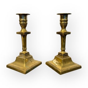 Pair of Good Design Brass Candle Holders