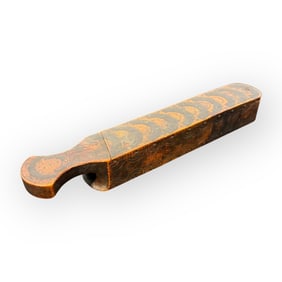 19th C Folk Art Wood Straight Razor Case