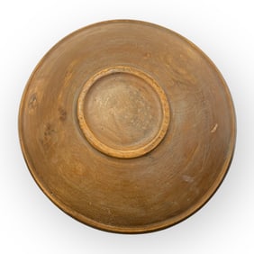 1800s Turned Wood Dough Bowl With Paint