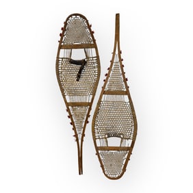 1800's Native American Indian Snowshoes With Yarn Tuffs