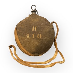 Rare Civil War Bullseye Canteen With Original Cover - Strap- And Unit Number