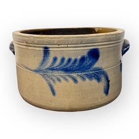 19th C Decorated Pa. Stoneware Cake Crock