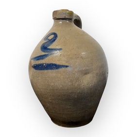 19th C 2 Gallon Ovoid Decorated Jug