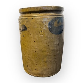 Signed Strassburg One Gallon Decorated Crock Jar