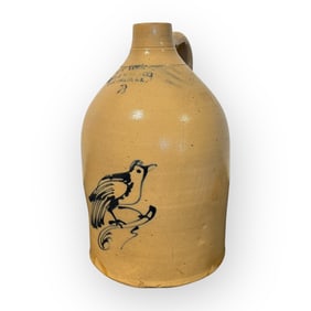 2 Gallon New York Stoneware Co. Decorated Bird Jug