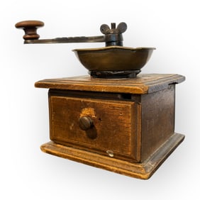 19th C Adams Wood Box Type Coffee Grinder