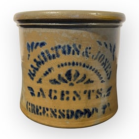 Rare Hamilton & Jones/Agents Stoneware Crock