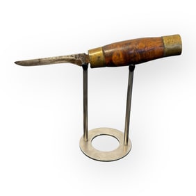 19th C Burl Handle Sheath Knife
