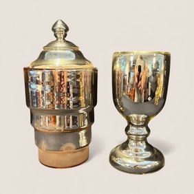 2 19th C Mercury Glass Pieces