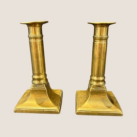 Pair Of 18th C Brass Candlesticks