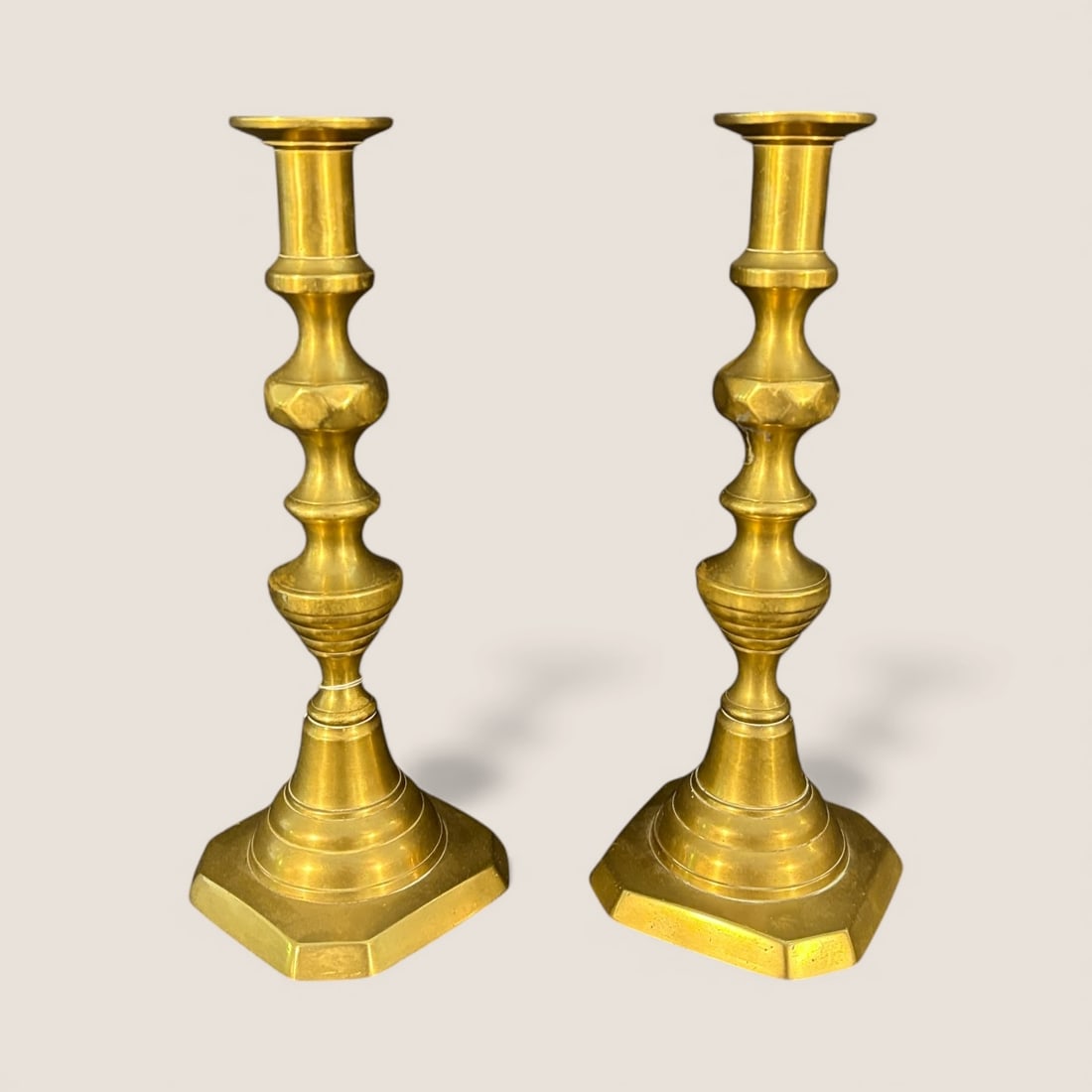 Pair Of 11 Inch Push Up Candlesticks: Nice pair of 11 inch brass push up candlesticks. Excellent condition
