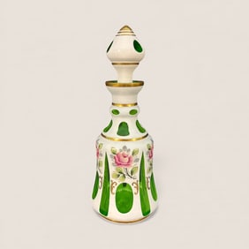 Antique Bohemian Cased Glass Overlay Decanter & Stopper