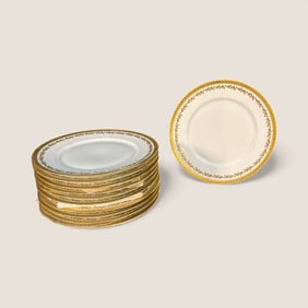 Lg. Set Of Painted Plates Sold At Marshall Fields