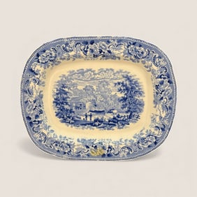 19th C Blue And White Transferware Platter