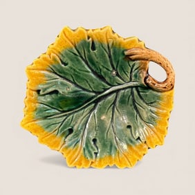 Antique Majolica Leaf Dish