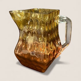Antique Amberina Inverted Thumbprint Square Sided Pitcher