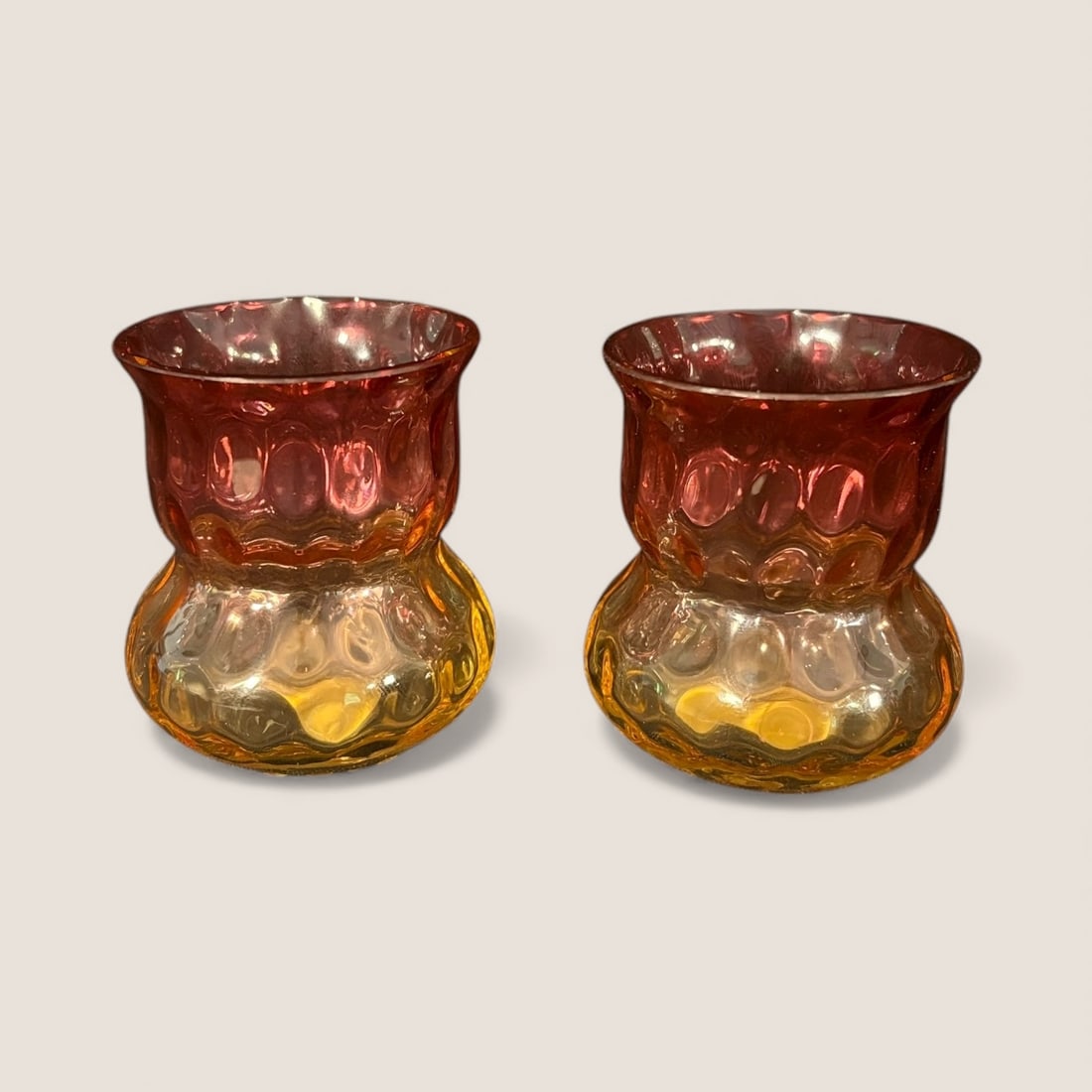 2 Victorian Amberina Toothpick Holders: 2 good Amberina toothpick holders. 2 1/4 inches tall. Both excellent condition