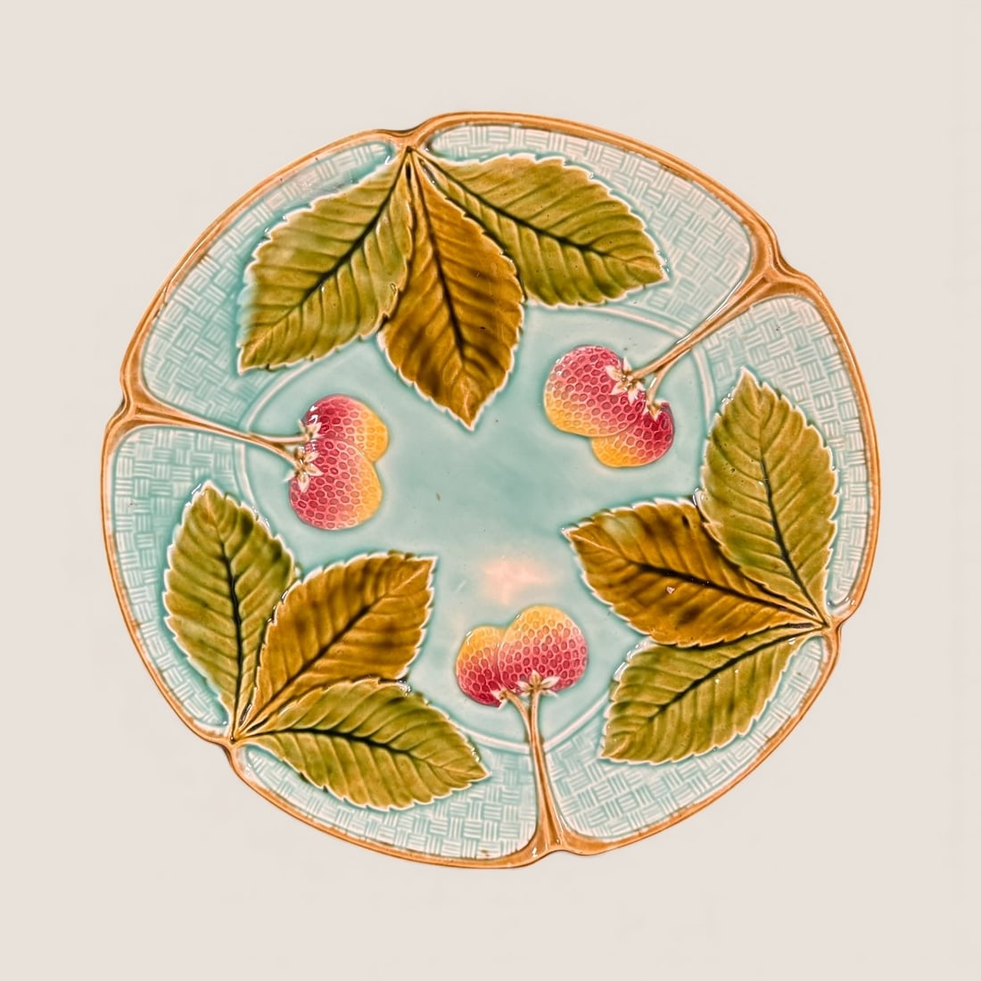 Antique Czech Majolica Large Plate: Antique Czech Majolica 12 1/2 inch plate. Excellent original condition