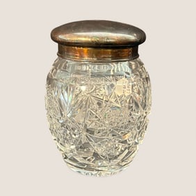 Vintage Lead Crystal Biscuit Jar With 800 Silver Lid