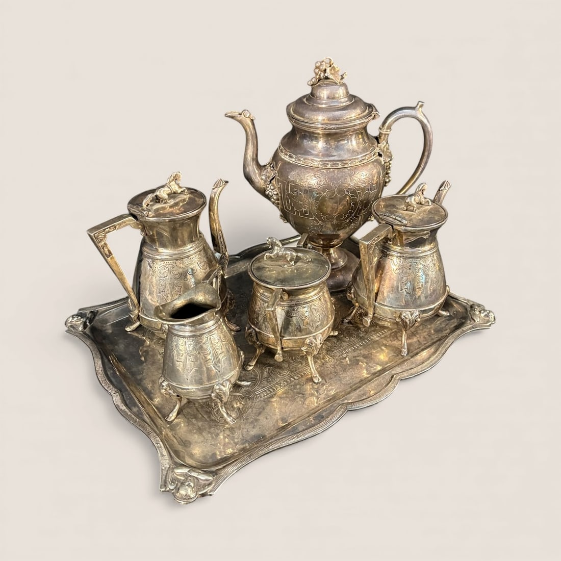 Rare Silver Plate Coffee Or Tea Set Made For C. Catsworth & Son Galena Illinois (1 of 1)