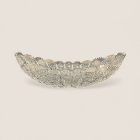 Bohemian Lead Crystal Stars And Sunburst Oblong Bowl